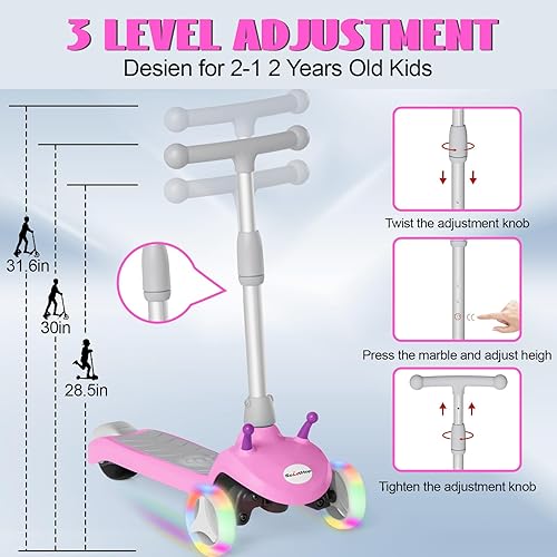 Miniatura 5 de Electric Scooter for Kids Ages 3-8, 3-Wheel Electric Scooter, Kids Electric Scooter with LED Light-up Wheels, 3 Height Adjustable, C-Shaped Handle,