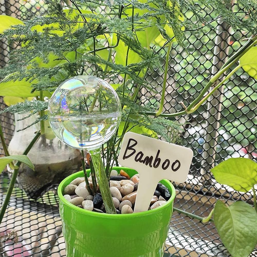 MOONSOUND 6pcs Glass Plant Watering Devices, Planter Self Watering Globes for Home Potting, Garden Flower Plant Watering Spikes Automatic Plant Water Bulbs Set for Indoor Outdoor Plant Daily Watering