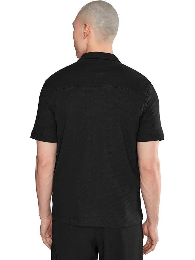 Black Vince Mesh Knit Short Sleeve Cabana Shirt