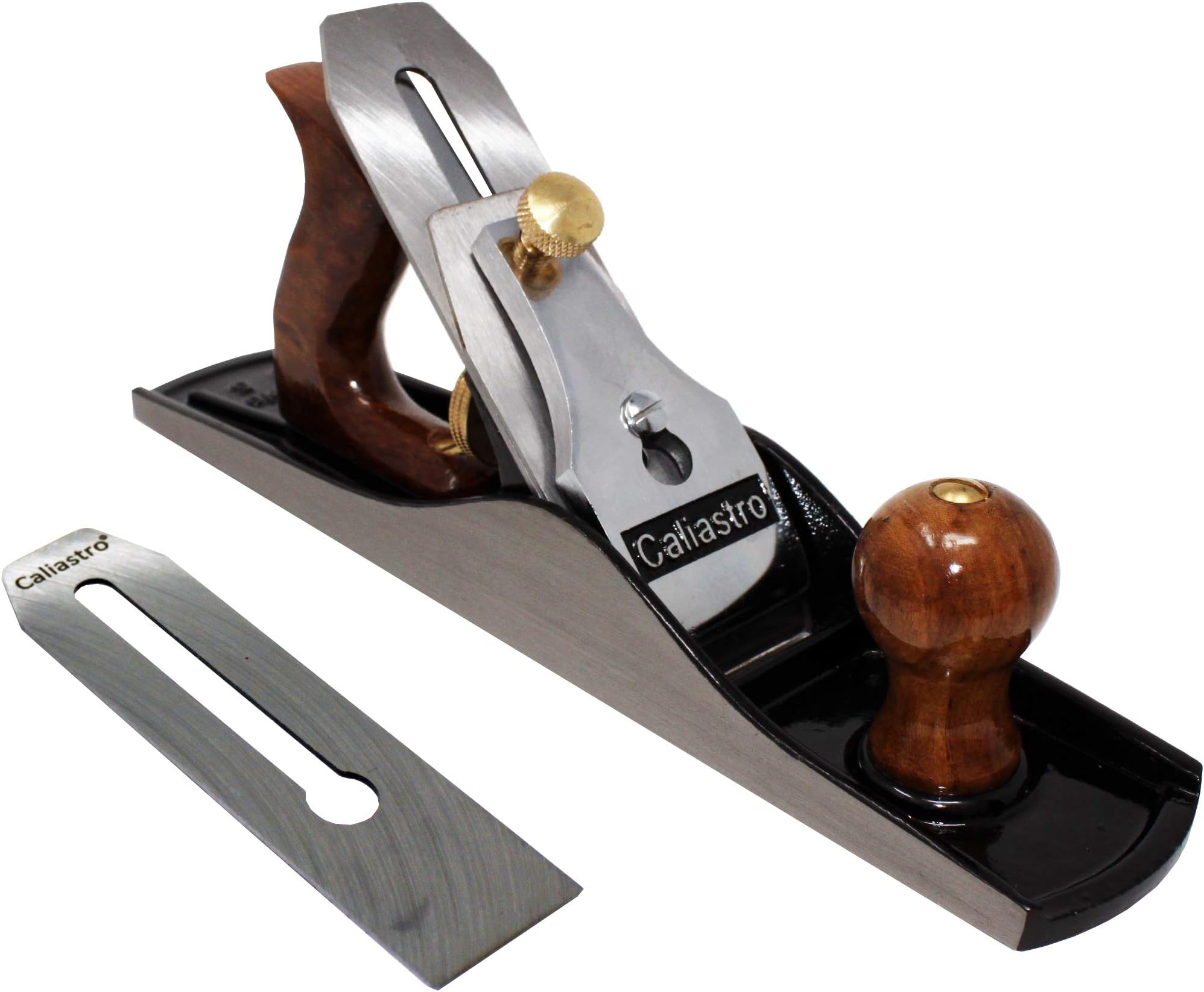 Bench Plane No. 5 - Iron Jack Plane - Fully Adjustable Wood Hand Planer, 14-Inches Long with 2-Inch Cutter, Includes 2 blades - Caliastro