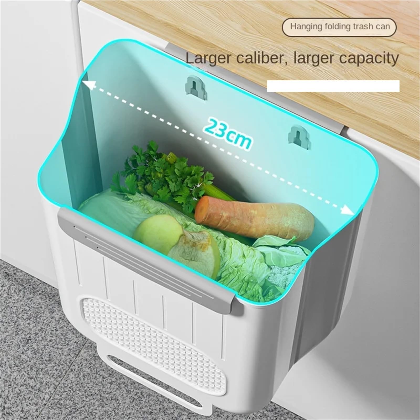 hängende Mülleimer ， Küche Punch-freies Papierkorb Schrank Tür Korb Faltbare Bad Toilette Lagerung Eimer for Küche(Grey 11L)