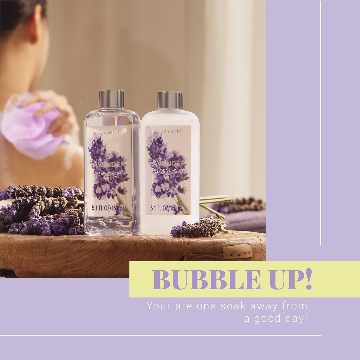 BODY & EARTH Geschenkset für Frauen 11 tlg. Badeset Lavendel Duft Wellness Set