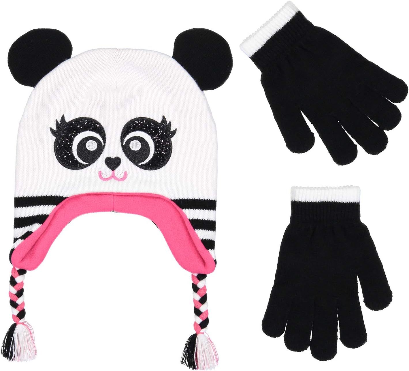 PEAK 2 PEAKGirls Knitted Animal Beanie Winter Hat and Glove Set [4015] (Panda)