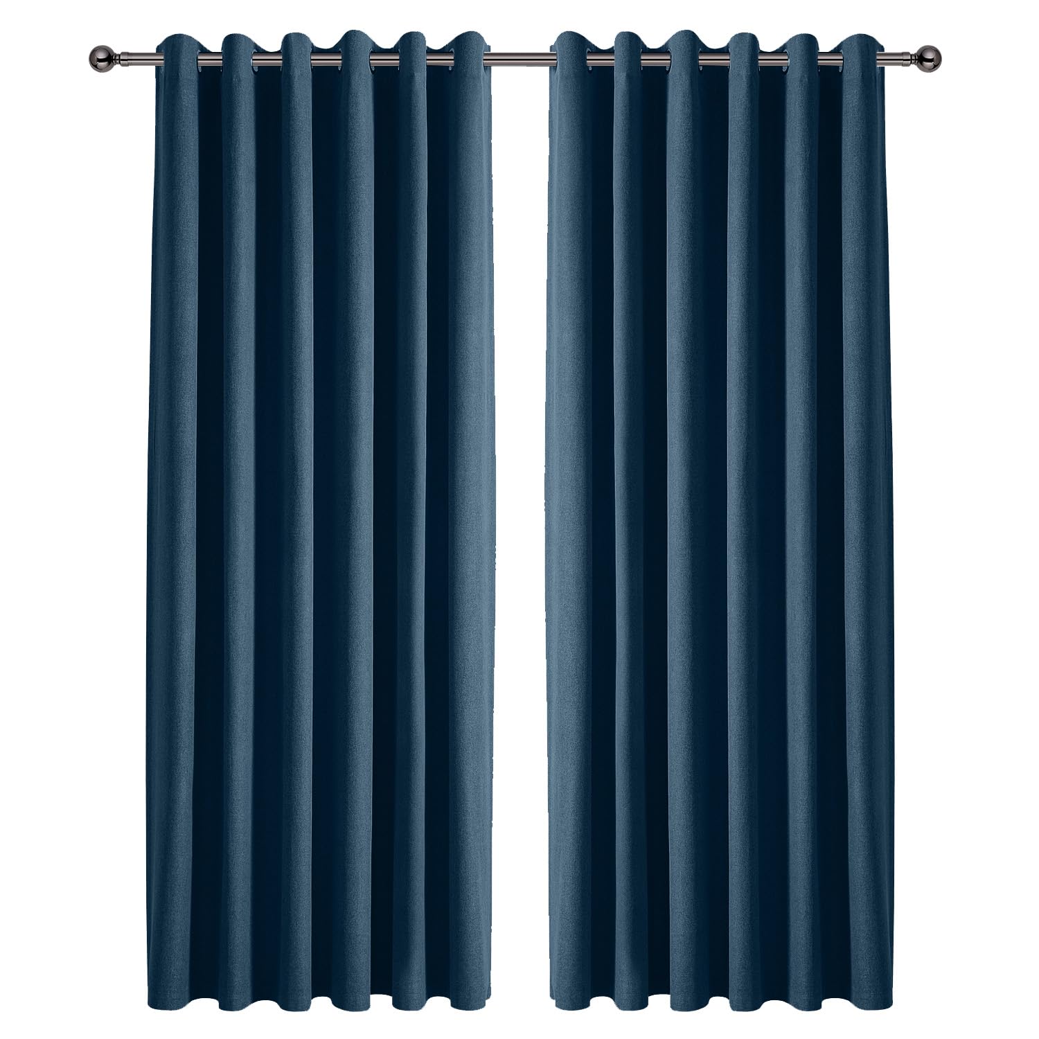 Ir Imperial Rooms Linen Blue Imperial Rooms 100% Blackout Curtains For Bedroom Blue 90X90 Inch Extra Long Faux Linen Eyelet Curtains For Living Room 2 Panels With Matching Tiebacks