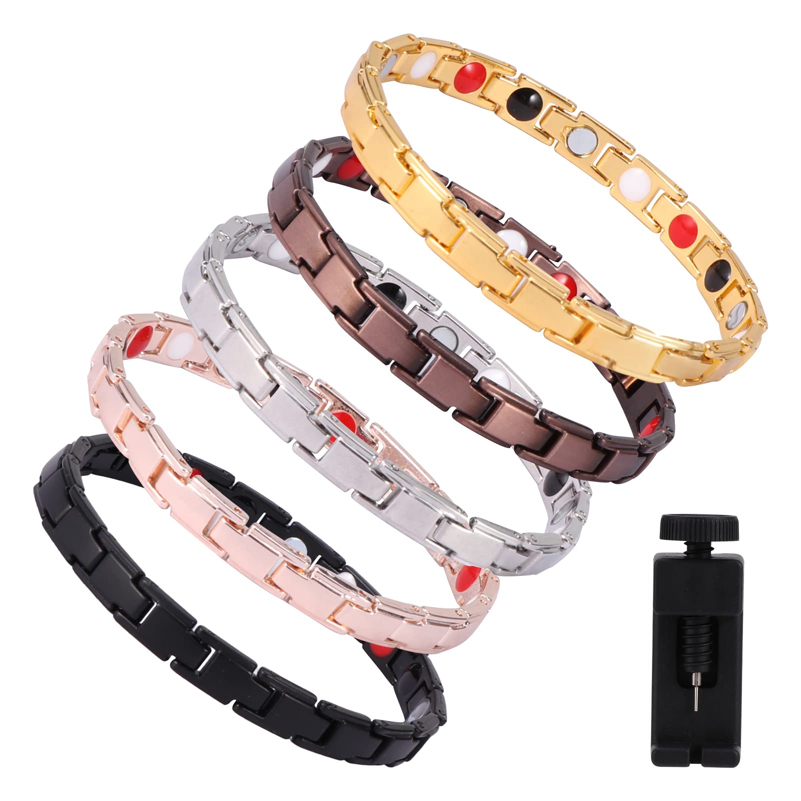 Bracelet Sets, 5pcs Wrist Chain + 1pc Bracelet Adjuster, Women Men Casual Wristband Bracelet(5 Color Bracelet)