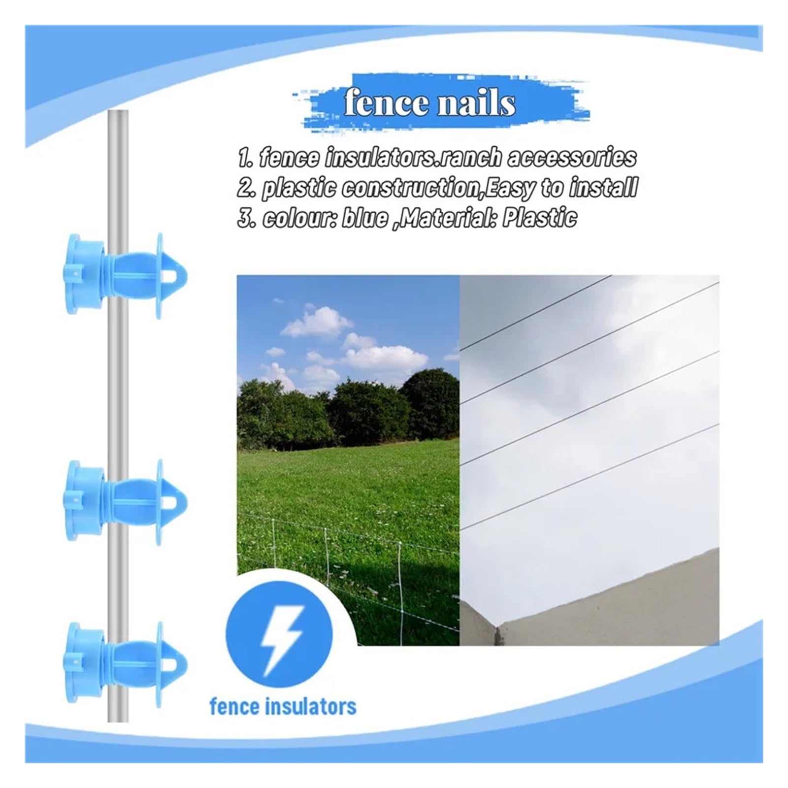 Aisladores De Alambre Cerca Eléctrica, Accesorios Electrónicos Cercado Pulso, Aislador Poste Medio, 100 Uds para Madera, Cuerda, Valla Eléctrica
