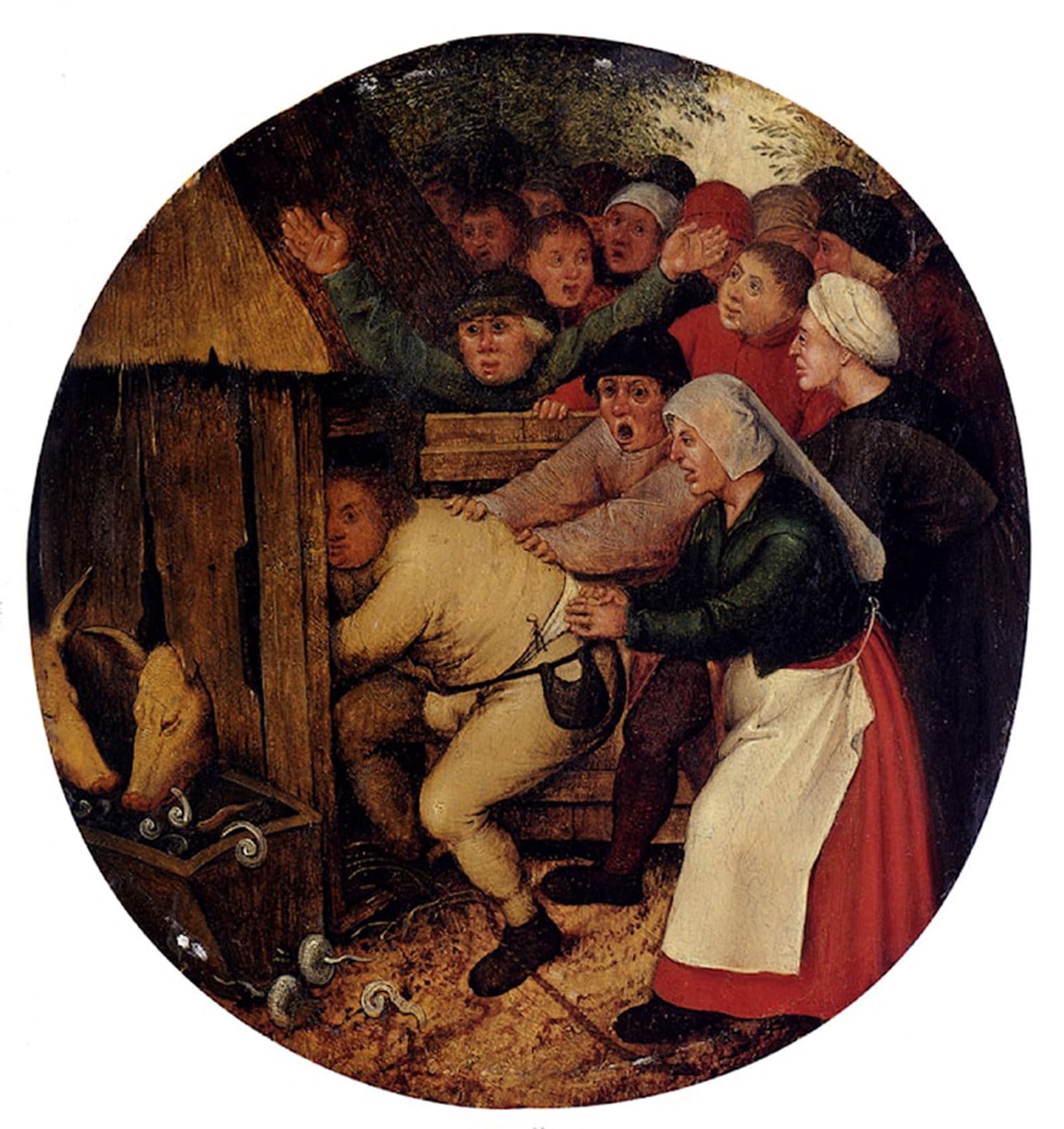 SERENDIPITP Abstract Painting Mural Print Picture Wall Decor Painting Pushed Into The Pig Sty Pieter the Younger Brueghel Vintage Wall Artwork for Home Decor 60x90cm