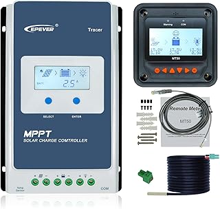 EPEVER MPPT Solar Charge Controller 40A 12V/24V Tracer4210AN + Remote Meter MT50 Monitor + RTS for Solar Panel Charge Controller Regulator with LCD Display (Tracer4210AN + MT50+RTS)