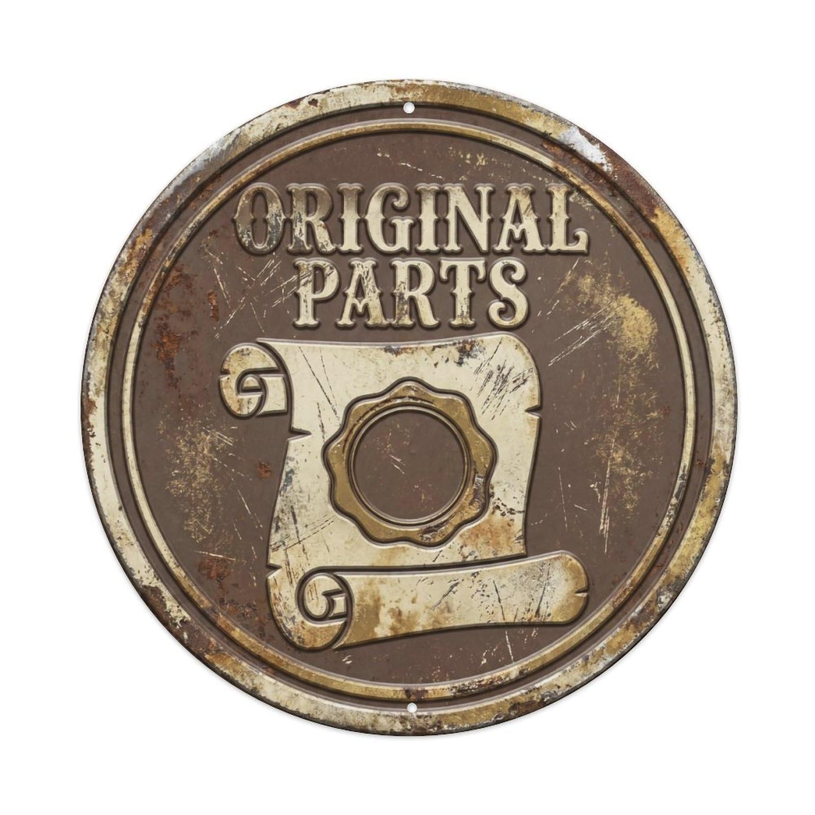 Cmhok Vintage Style Original Parts Nostalgic Indoor Ornament Retro Slogans Metal Tin Sign Plaque Wall Decor For Cafe, Club, Garden Round Metal Poster 8X8inch