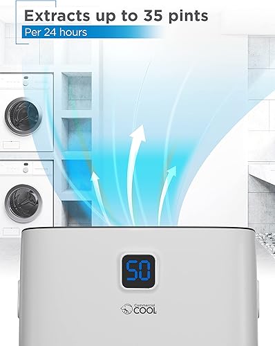 Miniatura 2 de COMMERCIAL COOL Deshumidificador de 35 pintas con humidistato ajustable, hogar y cocina, portátil con drenaje continuo, 3000 pies cuadrados