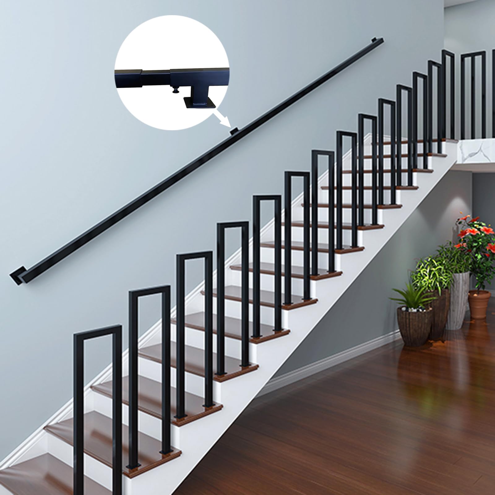 Porch Railing OUSHENG 12ft Industrial Pipe Stair Railing - Vintage ...