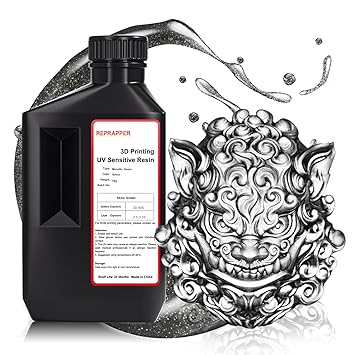 RepRapper 3D Printer Resin, Silver MetalShift 405nm Fast UV-Curing Standard Photopolymer 3D Printing Resin with Metallic Shine for LCD Printer, Argent Aura 1000g Silver