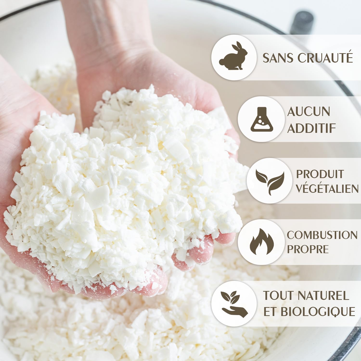 Cire de Soja pour Bougies 5kg, Cire Végétale Naturelle à Fondre pour la Création et Fabrication de Bougies Maison, 100% Écologique
