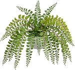Hollyone Large Artificial Fern Potted Plant for Outdoors Indoors Lifelike Faux Boston Fern Artificial Plants Fern in Black Pot for Garden Patio Home Farmhouse Windowsill Office Decoration