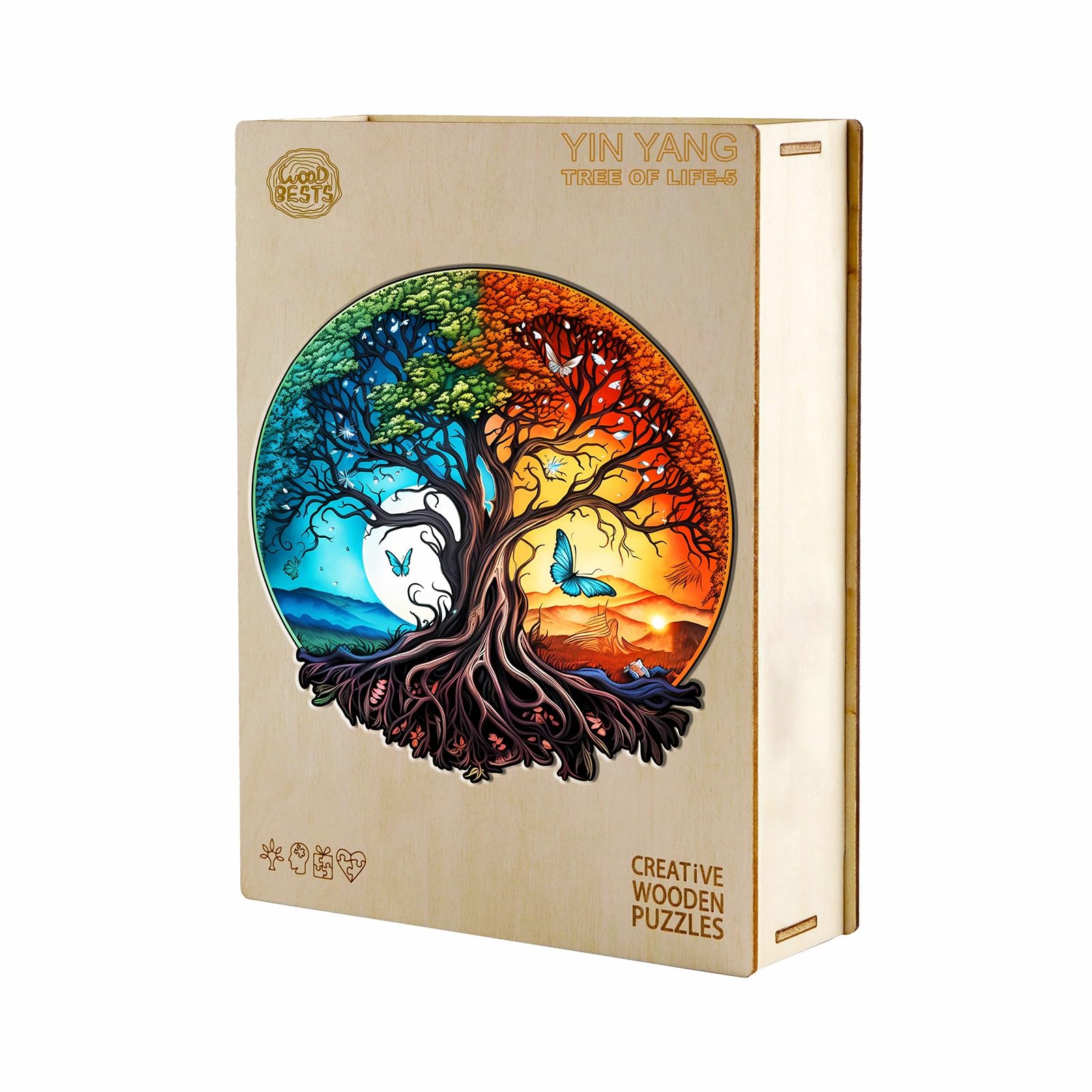 Holzpuzzle Für Erwachsene 'Neugieriges Kätzchen' – 115 Teile, 22x21,4 Cm, In Holz-Geschenkbox