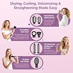 Vincofy 7 in 1 Blow Dryer Brush Set - Hot Air Styler for Fast Drying, Curling, Straightening & Volumizing – Ionic Hair Dryer Brush with 1500W Power - No Heat Damage for All Hair Types-Purple
