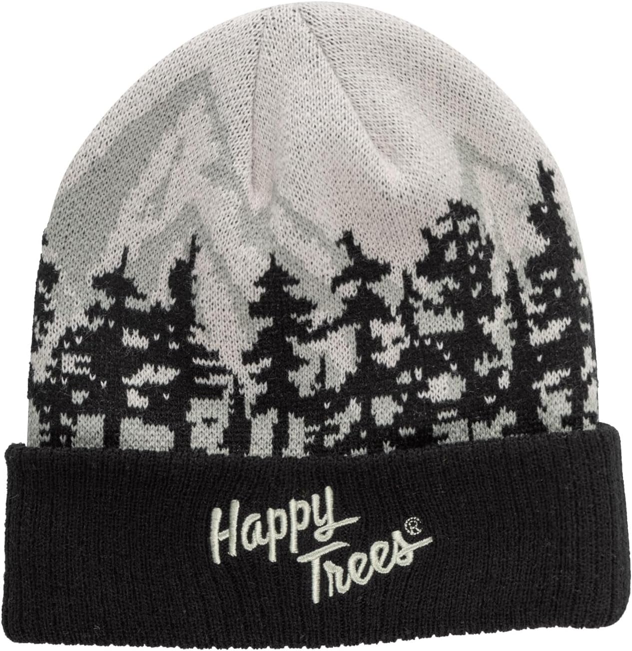 Calhoun Officially Licensed Bob Ross Happy Trees and Mountains Knit Roll Up Beanie