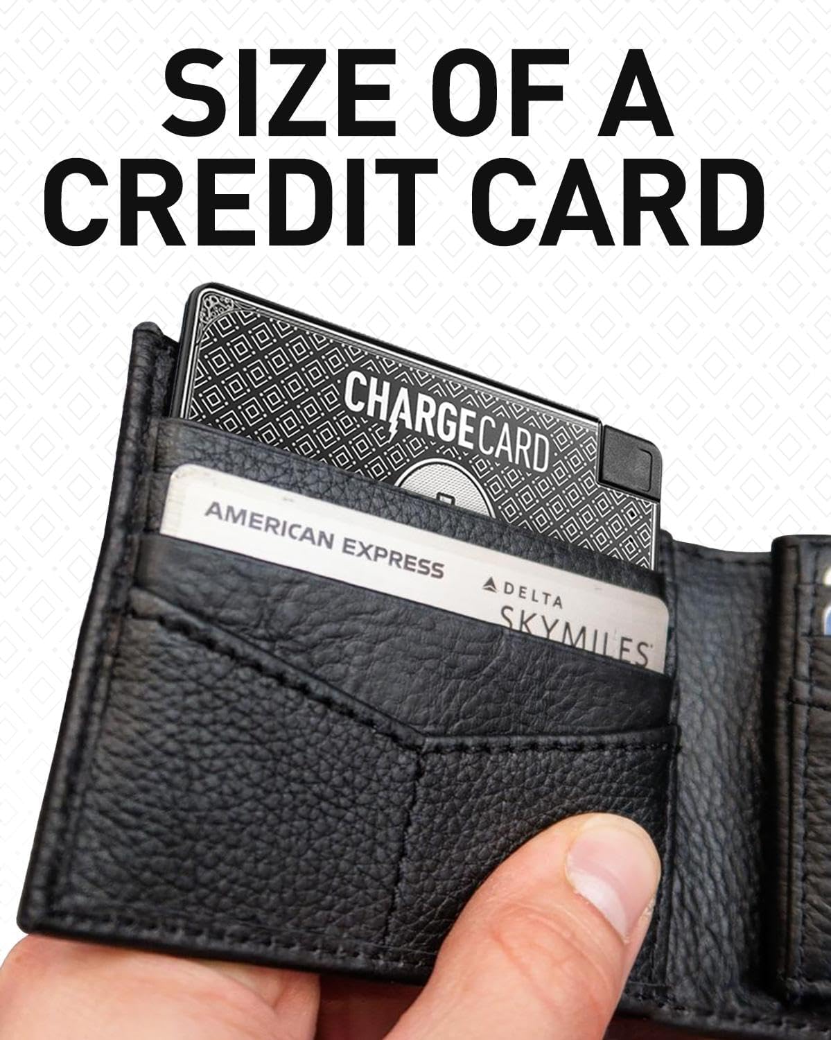 AquaVault ChargeCard – Ultra Slim Emergency Power Bank (2300mAh) – Fits in Wallet – USB-C & Micro-USB – Durable Steel Body – Flight-Safe for iPhone 12-17 & Android - Black - Image 2