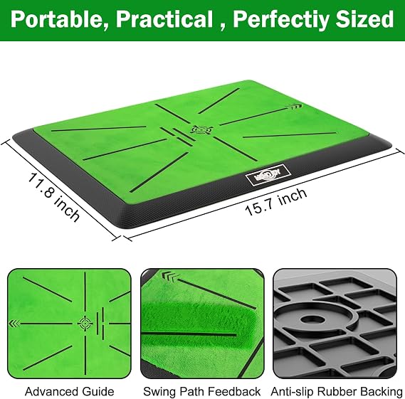 Golf Mat Practice Indoor/Outdoor with Replaceable Pad & Accessories