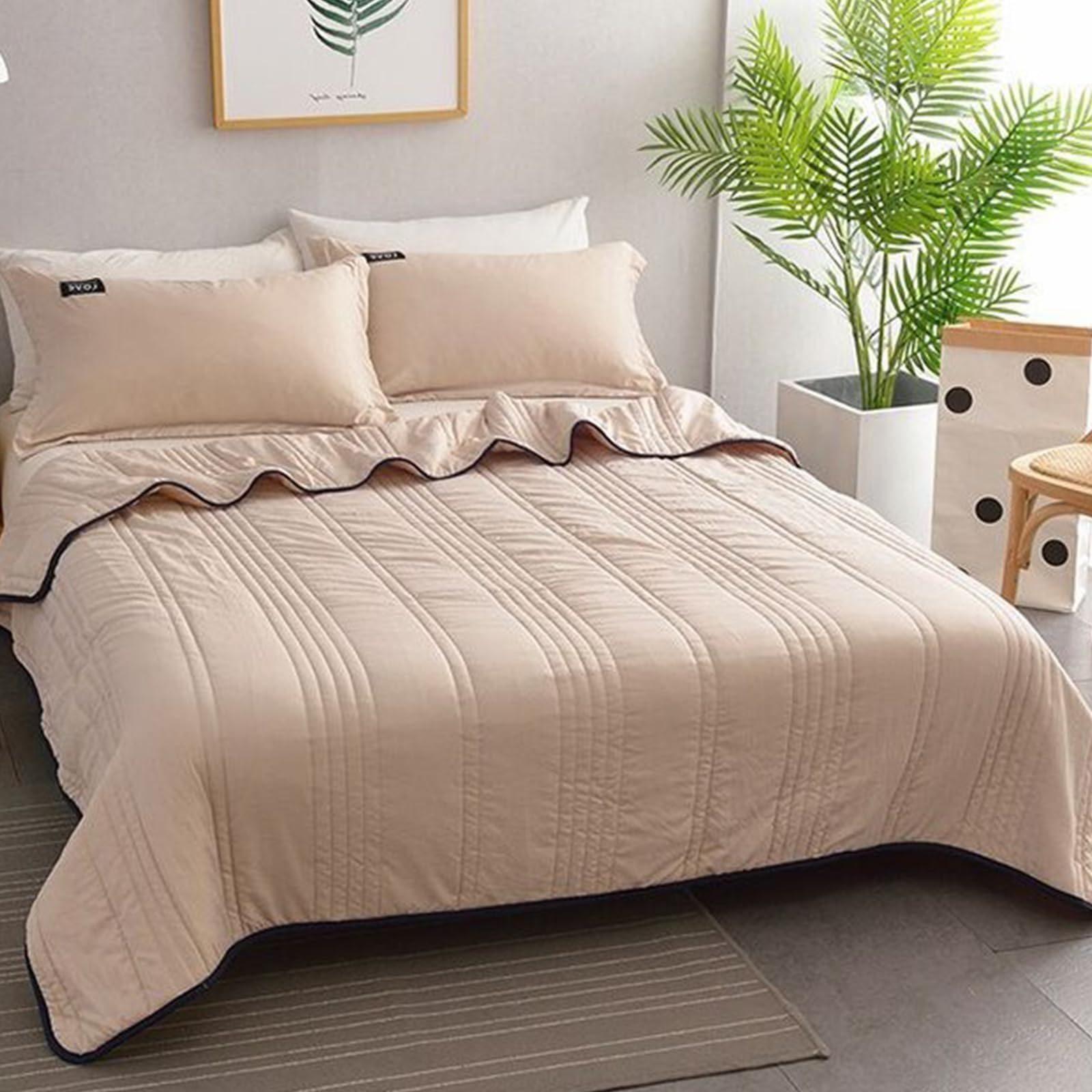 Coperta rinfrescante calmante per la notte, coperta rinfrescante per dormire durante la notte, leggera e traspirante, reversibile per tutte le stagioni, lavabile in lavatrice (cammello, 150 x 200 cm)