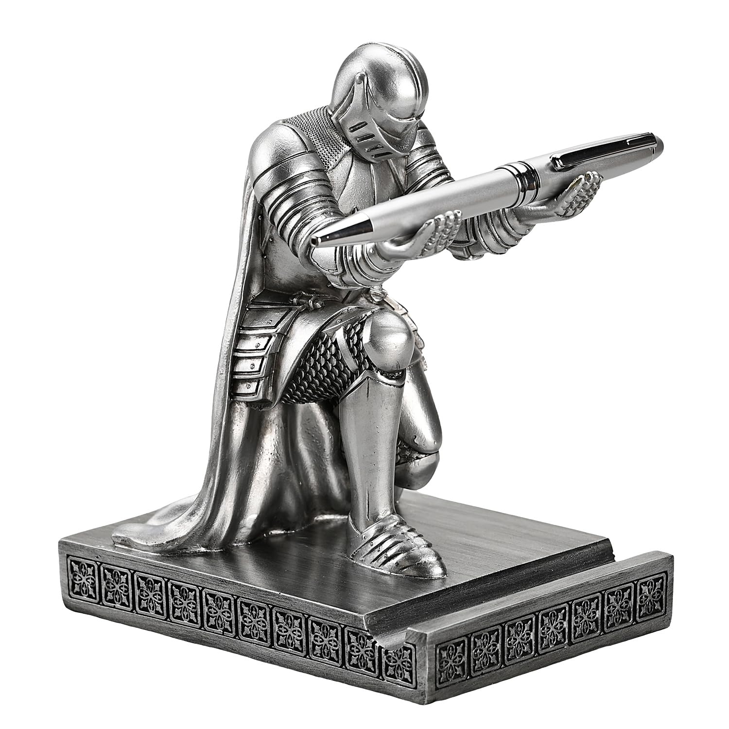 Windbreaker Soldier Knight Pen Holder Personalized Desk Accessory Silver
