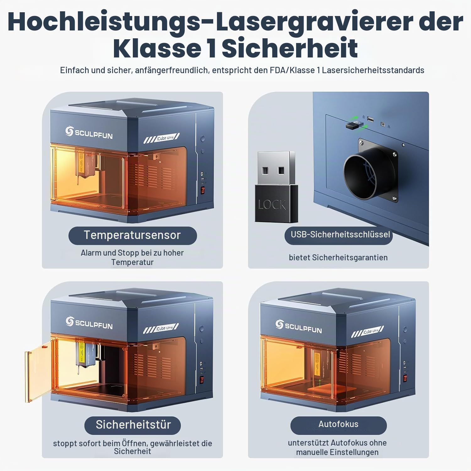 SCULPFUN iCube Ultra Dual Laser Graviermaschine, 12W Diode & 1.2W Infrarotmodul, Geschlossener Laser Gravierer für Holz, Leder & Metall, Hochgeschwindigkeitsgravur mit Schneidfähigkeit, 150 x 135 mm