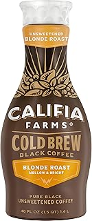 Pure Black Blonde Roast Cold Brew Coffee, 48 Oz, 100% Arabica, Plant Based, Vegan, Gluten Free, Non GMO, Sugar Free, Iced Coffee