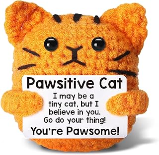 InteDesign Handmade Emotional Support Crochet Funny Positive Cat Gifts w...