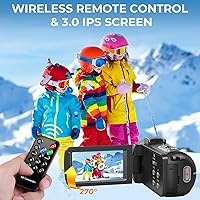 Vista 6 de Cámara de video 4K HD 80MP Vlogging Cámara para YouTube IR Cámara de visión nocturna 18X Zoom digital 3.0 IPS Grabadora de video con tarjeta SD