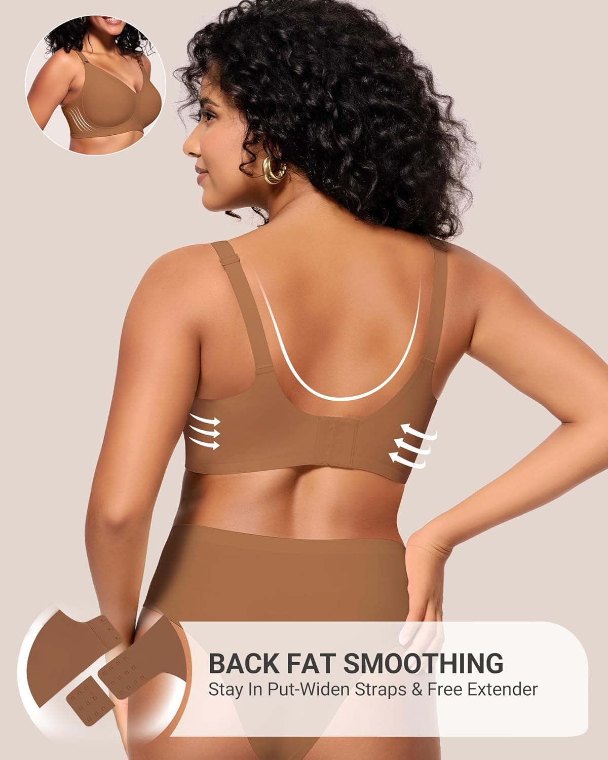 HORISUN Comfortable Seamless Full Coverage Bra for Women Wireless Bras with Soft Support Regular and Plus Size - Image 4