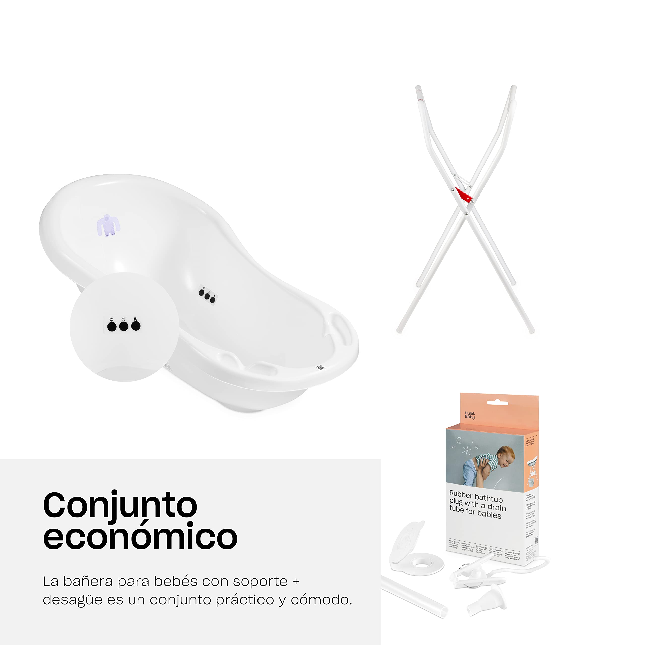 Hylat Baby Juego de baño para bebé con marco - para recién nacidos y bebés - estable y cómodo, Color: Blanco, Motivo:Yeti