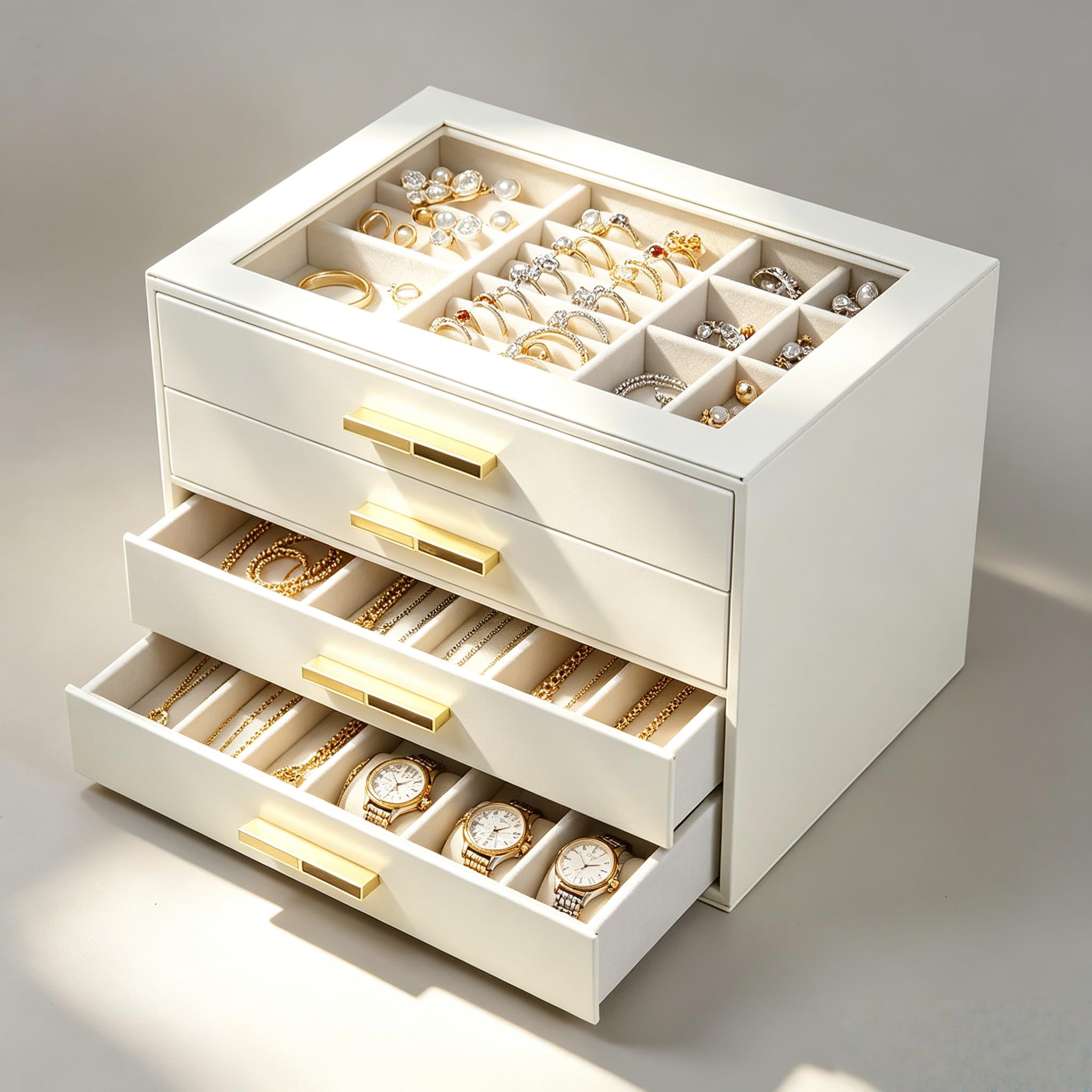 Boîte à bijoux blanche pour ne plus emmêler vos colliers et boucles