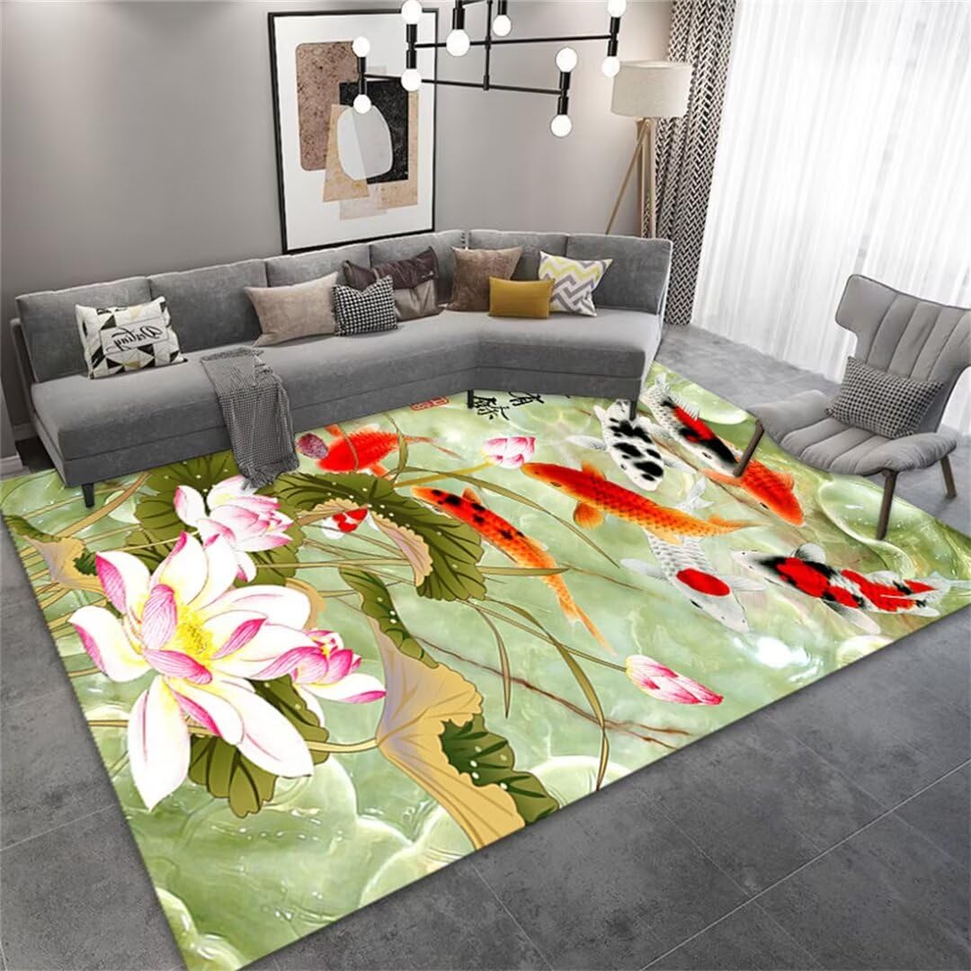 Tapis antidérapant poil court à effet damier 3D pour grand salon