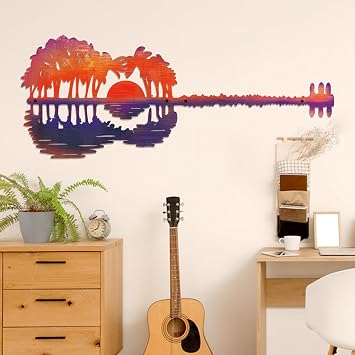KOYILTD Rustic Metal Wall Decor Music Is What Feelings Sound Like Guitar Pick Wall Sculpture Guitar Wall Art Metal Guitar Wall Decor Gifts for Music Lovers Abstract
