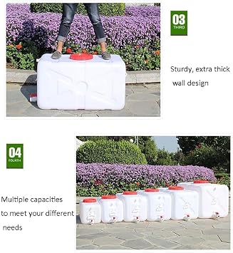 Horizontal Square Water Storage Tank Large Capacity Water Tank thickened White Horizontal Water Tank Fermentation Tank with Lid Food Grade Plastic Barrel With Lid and Valve