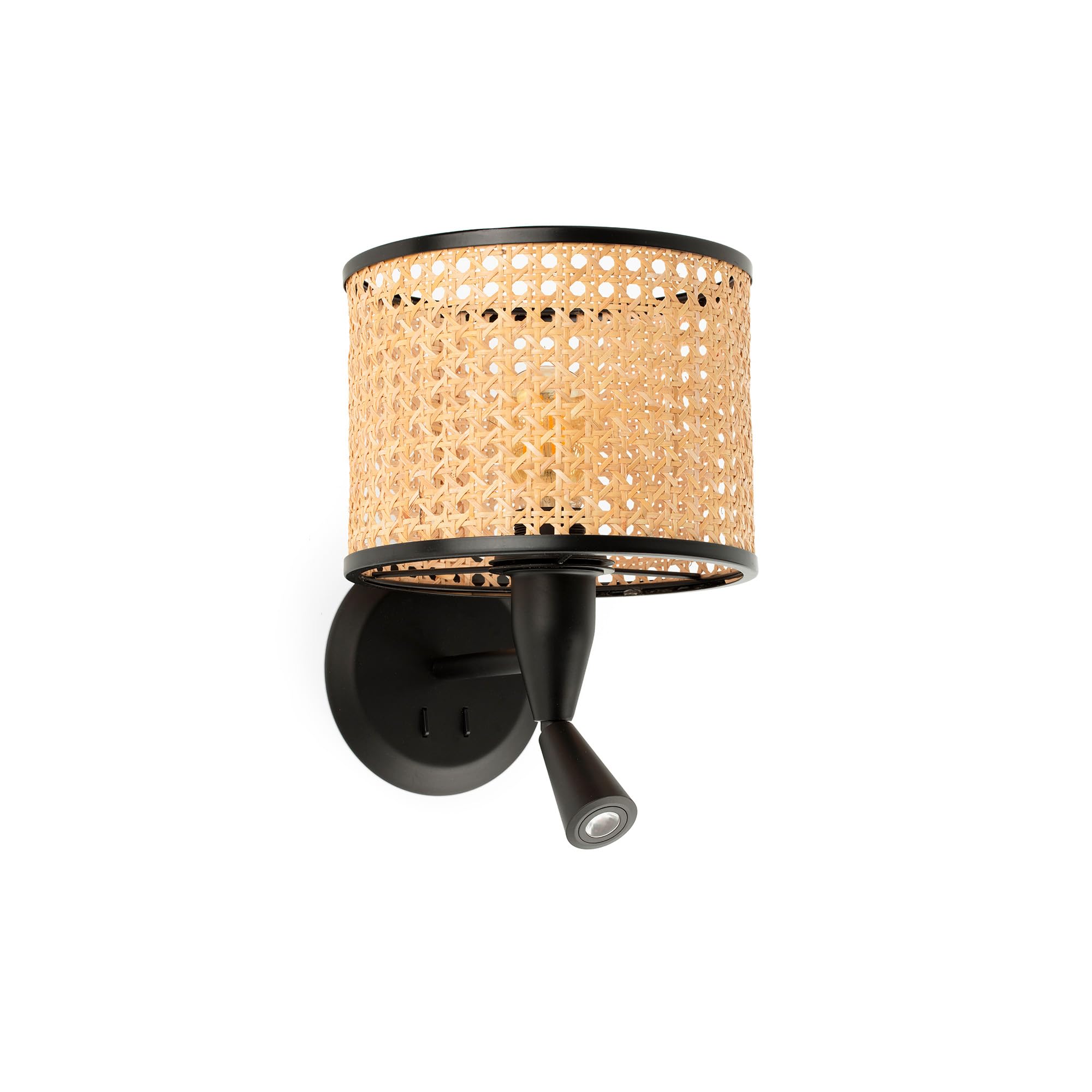 Lampe applique noire rotin MAMBO Faro Barcelona de haute qualité