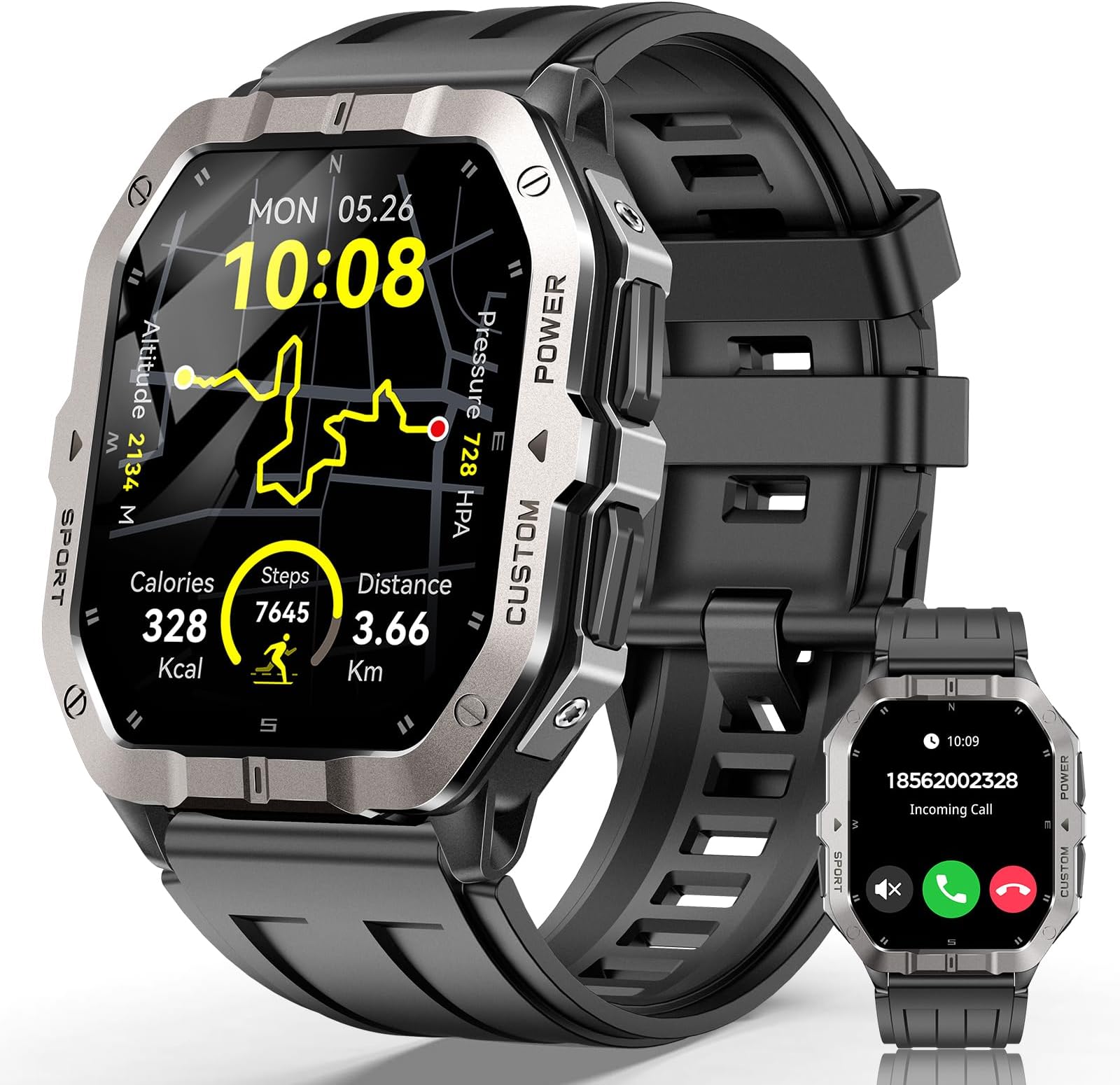 Smart Watches for Men,2.02''Military Smartwatch Fitness Tracker Built-inGPS