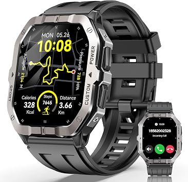 Smart Watches for Men,2.02Military Smartwatch Fitness Tracker Built-inGPS
