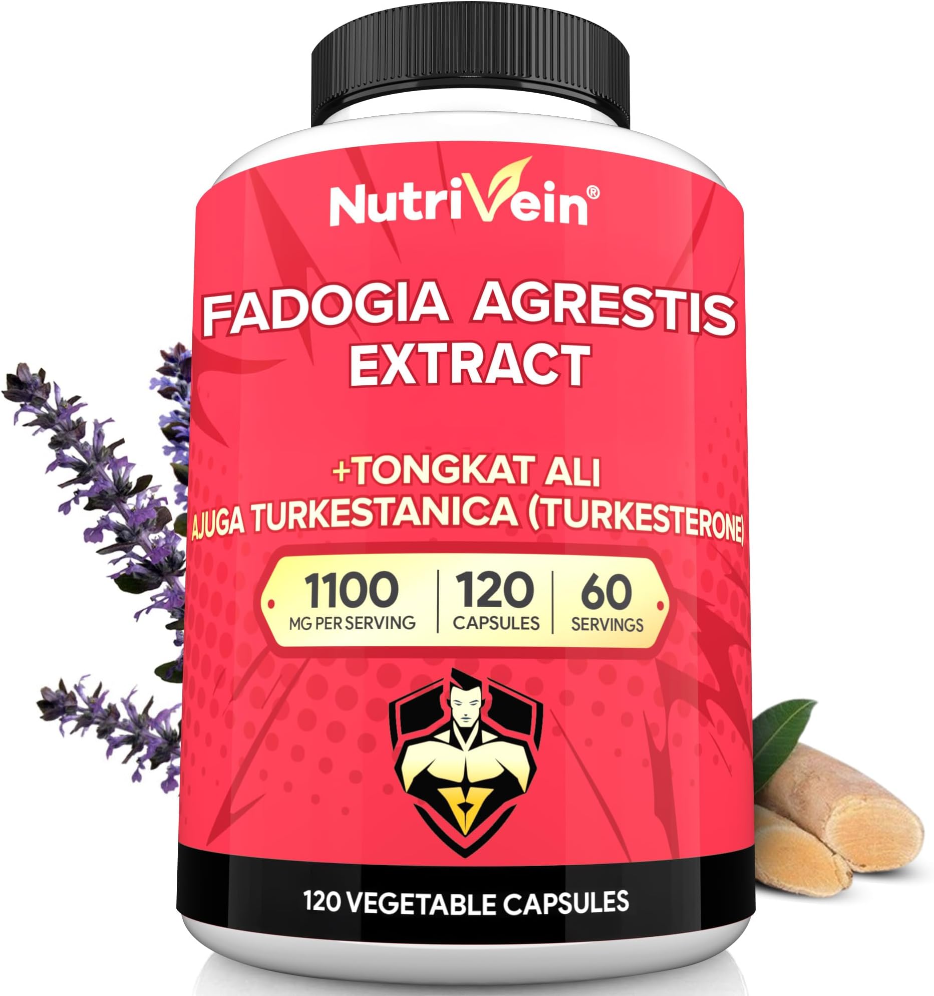 Premium Fadogia Agrestis and Tongkat Ali Supplement with Turkesterone - 1100 mg - 120 Caps - Synergistic Blend for Performance, Strength, & Recovery for Men & Women of All Ages