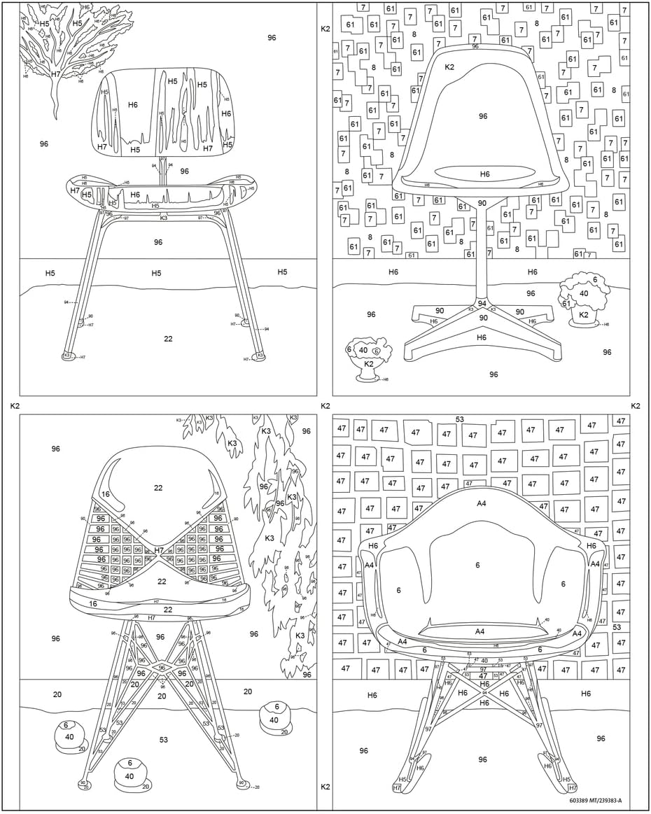 Ravensburger CreArt Eames Take a Seat Paint by Numbers Kit for Adults - Painting Arts and Crafts for Ages 12 and Up