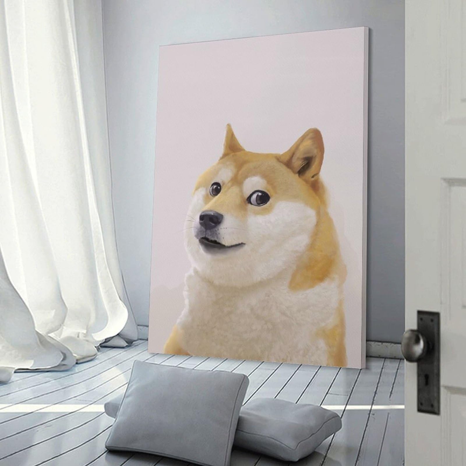 Junmoney Doge Meme Canvas Wall Decor, 08x12inch(20x30cm), for Art Walls, Layered Displays Or Homes, Home Wall Art for Statement Displays