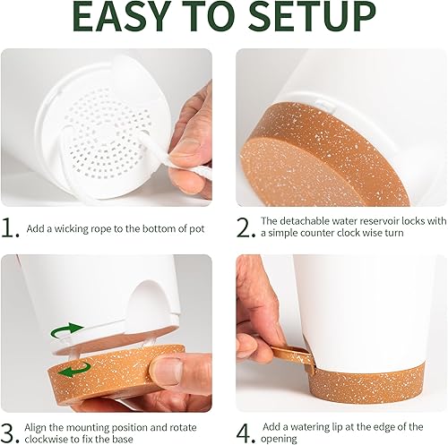 Miniatura 4 de Macetas pequeñas de 4 pulgadas para plantas de interior y exterior, paquete de 5 macetas con agujeros de drenaje y bandeja, macetas pequeñas de