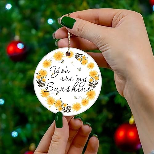 Miniatura 4 de Cheyan Funny You are My Sunshine Christmas Porcelain Ornament Home Decorations Christmas Pendants Artistic Words Christmas Tree Hanging Ornament