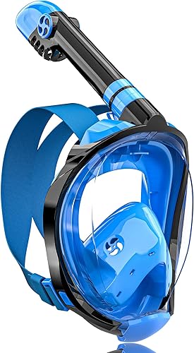 QingSong - Máscara de esnórquel de cara completa, equipo de esnórquel con soporte para cámara, vista panorámica plegable de 180 grados,