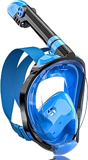 QingSong Full Face Snorkel Mask for Adults, Snorkeling Gear with Camera Mount, 180 Degree Panoramic View Snorkel Set Anti-Fog Anti-Leak