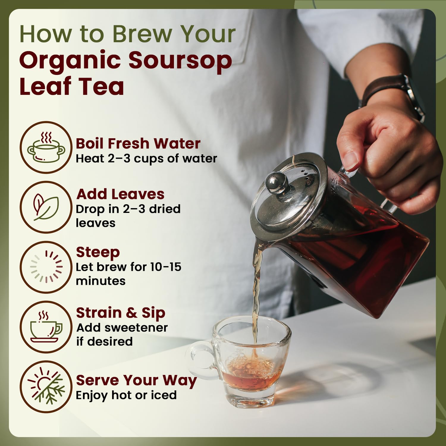 Organic Way Dried Soursop Leaf Coarse Cut (Annona Muricata) - Herbal Tea | Vegan, Non GMO & Gluten Free | Kosher Certified | Resealable Bag | 100% Raw from Sri Lanka (8 Ounces)
