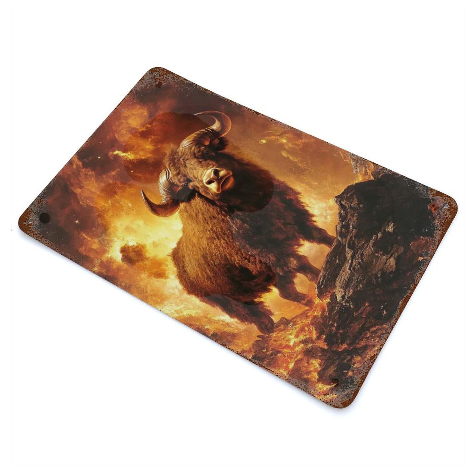 Fiery Bull Retro Metal Sign 11.8"x7.9", Classic Wall Plaque for Garage, Pub Or Kitchen