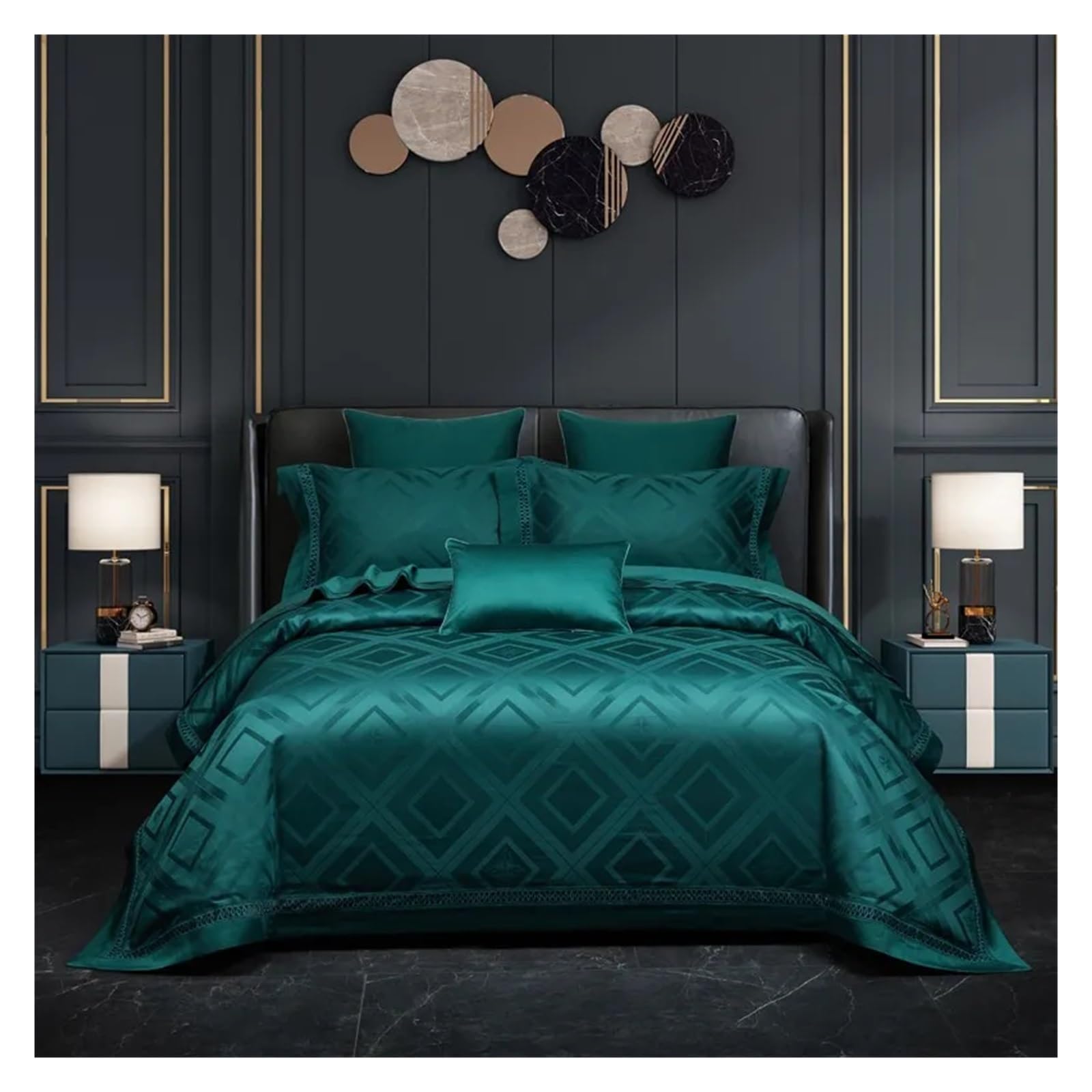 Sbcgfy D Be Four Pieces Set, Chic Amask Jacquar Duvet Cover Set Queen King Size 4Pcs 1000Tc Egyptian Cotton Bedding Set Be Sheet Pillowcase,-Queen Size 1.8M Be 4Pcs