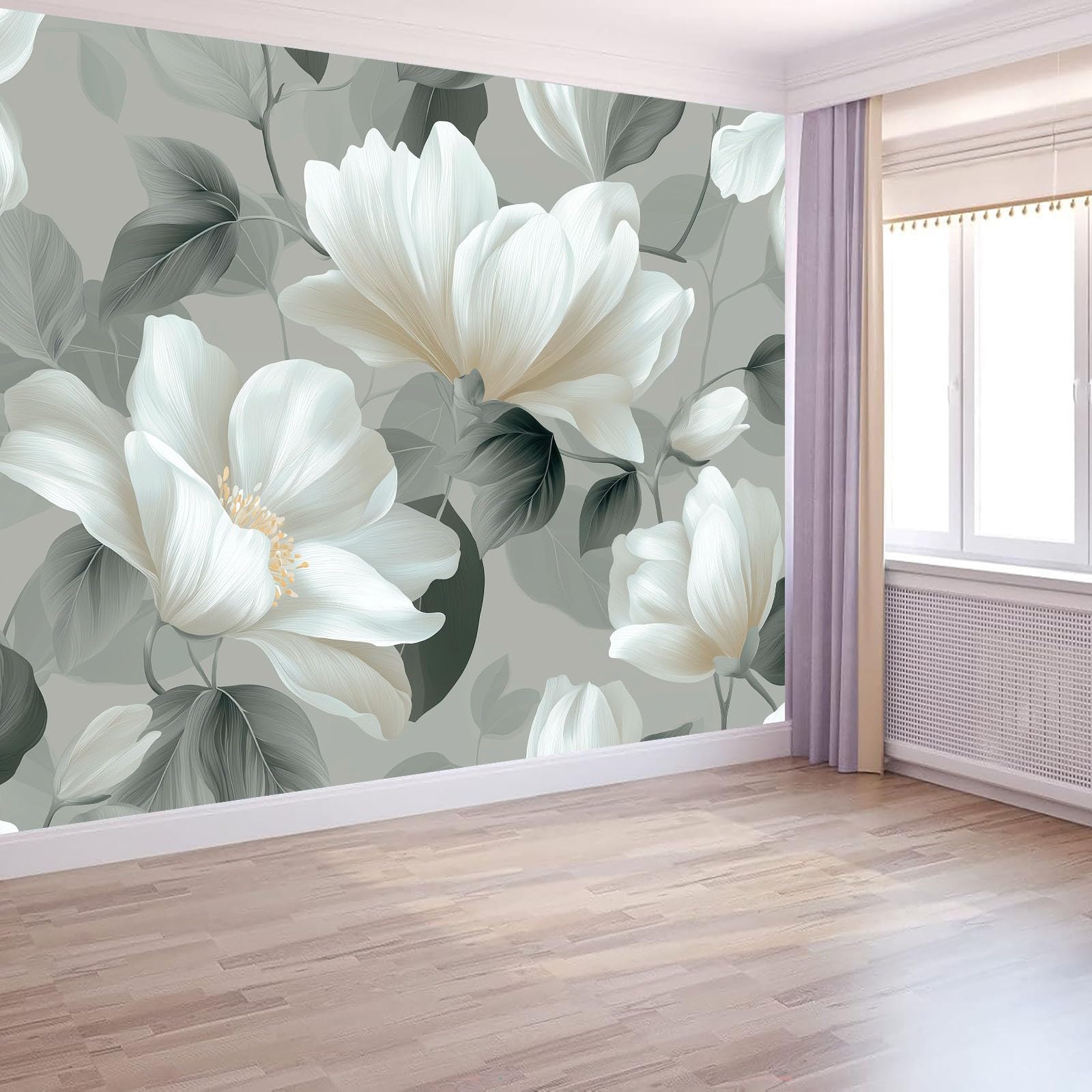 Fototapeta 3D Nowoczesna Gradient Kwiat Liść Do Salonu Ściany Meble, Fototapety 250 X 175 Cm Nowoczesne Do Sypialni, Szare Fototapety Odpowiednie Dla Dzieci Nastolatków Dorosłych