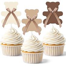 Aceorbit 36 Pcs Bear Cupcake Toppers with Bows Bears